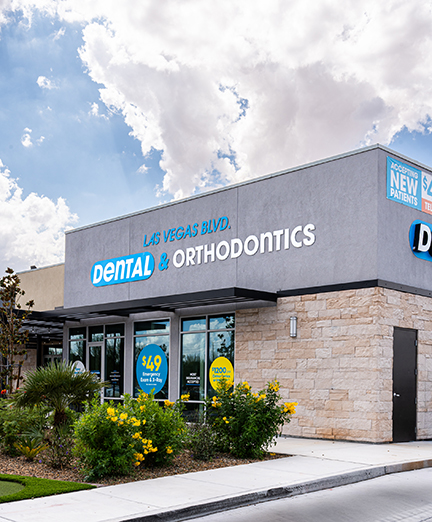 Las Vegas Blvd Dental & Orthodontics building front entrance with corporate logo
